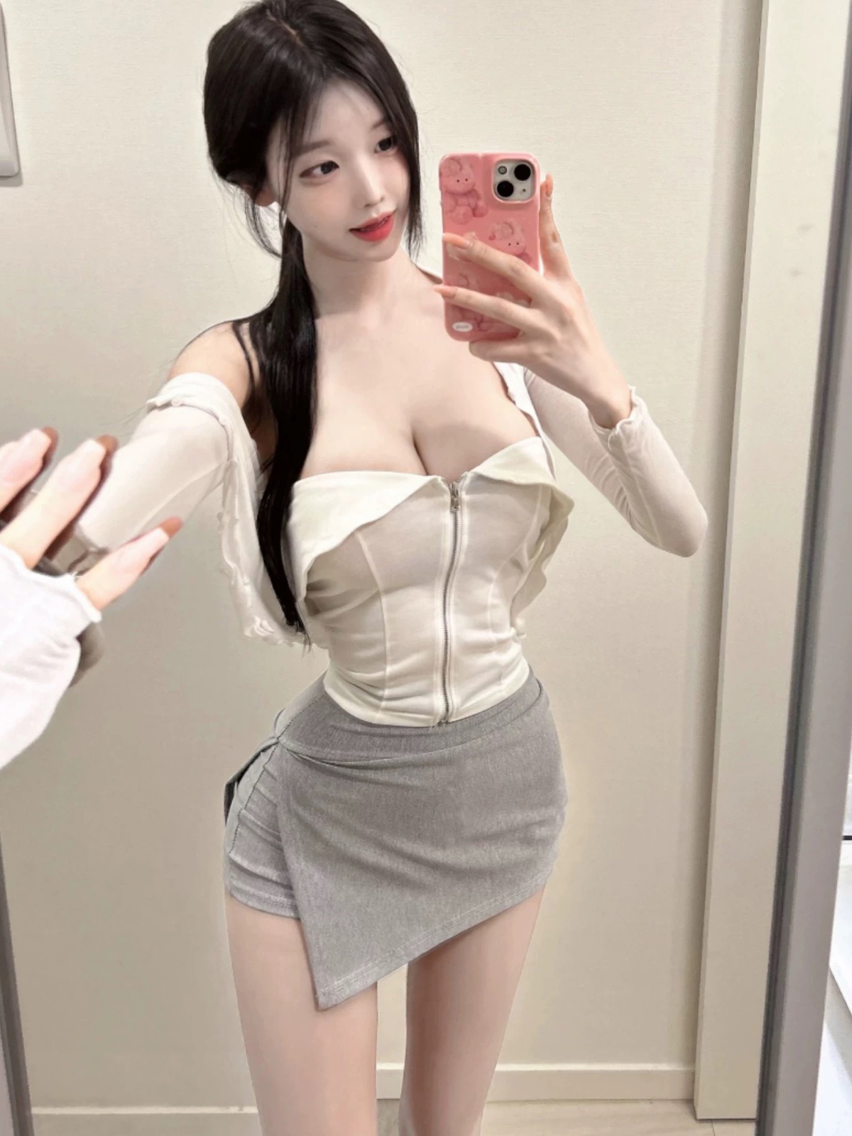 한국 동대문 신제품 슬림 스플릿 바지 섹시한 높은 허리 단색 엉덩이 짧은 스커트