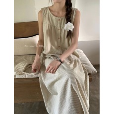 批发实拍～条纹时尚套<b class='q'>装</b>夏季韩系减龄休闲无袖衬衫上衣半身裙两件套