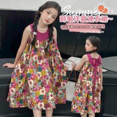 批发女大童夏季无袖碎花棉布<b class='q'>连衣裙</b>2026新款小女孩田园风韩版<b class='q'>背心裙</b>子