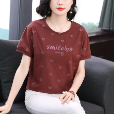 批发中老年<b class='q'>妈妈装</b>宽松短袖纯棉T恤女夏季新款女士休闲百搭刺绣上衣