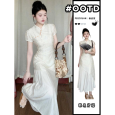 批发法式温柔风新中式<b class='q'>旗袍</b>连衣裙子女<b class='q'>夏季</b>2026新款小个子气质收腰长裙