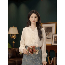 批发法式花边洋气<b class='q'>长袖</b>显瘦衬衫女2026春季新款复古衬衣别致超好看上衣