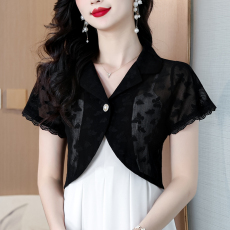 批发<b class='q'>夏</b>季女薄款外穿短款西装背心马夹外搭开衫镂空坎肩外套