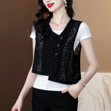 批发马甲外套女薄款<b class='q'>夏</b>季新款时尚休闲不对称短款坎肩上衣