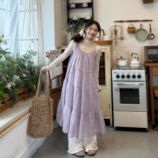 批发实拍实价~ 温柔蛋糕<b class='q'>长</b><b class='q'>裙</b>复古气质宽松吊带裙上衣阔腿裤三件套