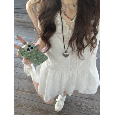 批发实拍实价#超重工法式<b class='q'>蕾丝</b>拼接背心连衣裙女气质韩系叠穿a字短裙