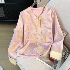 批发实拍新中式福利款古韵秋款缎面提花长袖织锦重工刺绣长袖上衣外套