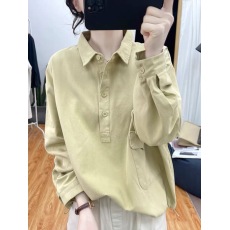 批发2026设计感纯棉长袖衬衫女<b class='q'>秋</b>季新款港味套头上衣复古宽松衬衣潮
