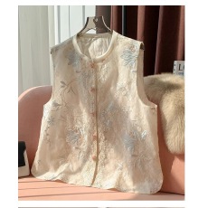 批发新中式国风蕾丝刺绣<b class='q'>欧根纱</b>马甲背心女装2025夏新款高级感薄款上衣