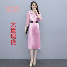 批发实拍 2025春季新款醋酸缎面<b class='q'>贵</b><b class='q'>夫人</b>阔太太减龄小礼服连衣裙女