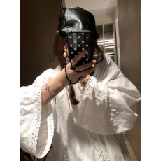 批发OHLABABY 法式气质V领<b class='q'>蕾丝</b>长袖<b class='q'>衬衫</b>女春宽松中长款高级感白色上衣