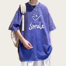 批发夏季<b class='q'>欧美</b>重磅230G潮牌水洗短袖t恤男潮流做旧大码T恤衫tshirt定制