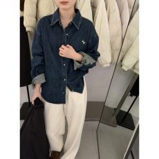 批发斑马刺绣设计感牛仔衬衫女装新款春季韩chic复古休闲<b class='q'>百搭</b>外套上衣