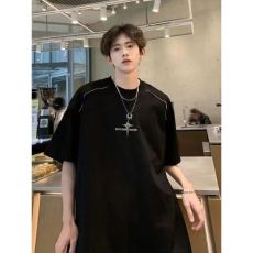 批发重磅 美式230克爽滑纯棉拉链设计感街头<b class='q'>嘻哈</b>半袖宽松短袖情侣T恤