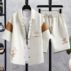 批发中国风套装夏季新款新中式竹子青少年学生休闲运动设计感国潮套装