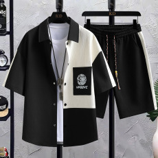 批发直播爆款国潮夏季新款套装中国风男士衬衫短袖宽松休闲短裤两件套