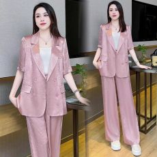 批发冰丝<b class='q'>时尚</b>西装<b class='q'>套装</b><b class='q'>女</b>2026夏季新款高端气质显瘦短袖西服休闲两件套