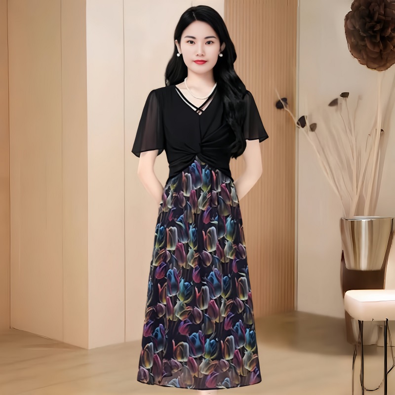 MY8598# 设计感高端精致连衣裙夏季新款妈妈装修身显瘦中长款裙子女裝貨源服裝批發