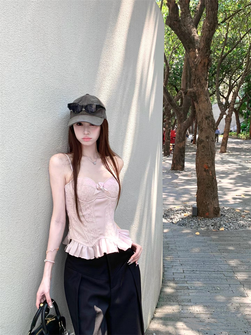 실사 순수한 욕망 레이스 무거운 작업 새틴 망사 생선뼈 조끼 슬립 여성 몸매 가꾸기 인사이드 가져 가라. 아름다움 뒤쪽에 의류