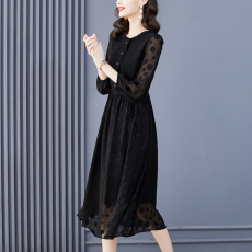 批发贵夫人气质黑色<b class='q'>连衣裙</b>早秋新款女装2025妈妈品牌大码宽松显瘦裙子