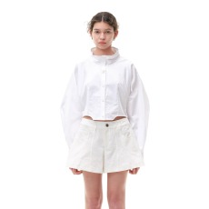 批发N·MORE设计师品牌 25春季新款 插肩袖造型丝装饰立领<b class='q'>衬衫</b>