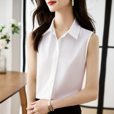 批发实拍洋气夏季纯色仿真丝坎肩<b class='q'>背心</b>女外穿衬衫无袖缎面打底内搭上衣