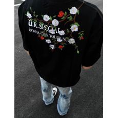 批发花卉刺绣美式高街短<b class='q'>袖</b>男款夏季t恤小领口正肩美式潮牌情侣<b class='q'>半截</b><b class='q'>袖</b>