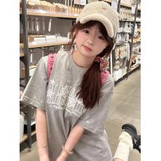 批发新款<b class='q'>休闲</b>美式复古韩系甜美清新学院风星星绣花宽松情侣洋气T恤潮