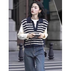 批发<b class='q'>春秋</b>穿搭套装女大码胖mm叠穿针织马甲打底衫牛仔裤韩系高级三件套