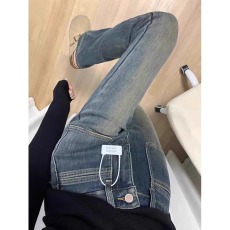 批发微胖<b class='q'>大码</b>喇叭牛仔裤女装春秋胖mm高腰修身显瘦直筒阔腿马蹄拖地裤