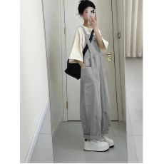 批发入夏搭配一整套2026超火大码胖mm盐系<b class='q'>宽松</b>休闲上衣<b class='q'>背带裤</b>减龄套装