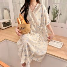 批发云朵棉长袖月子裙待产裙孕妇连衣裙产后哺乳裙月子服家居+哺乳