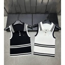 批发高品质2025夏季新款香香装饰翻领针织无袖背心<b class='q'>修身</b>百搭上衣