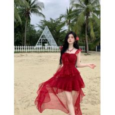 批发绝美短<b class='q'>裙</b>女孩旅游度假<b class='q'>裙</b>子2026夏季新款重工荷叶边显瘦不规则<b class='q'>裙</b>子