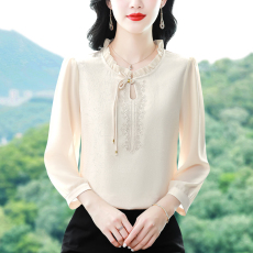 批发实拍2026春夏装新款刺绣衬衫女七分袖衬衣