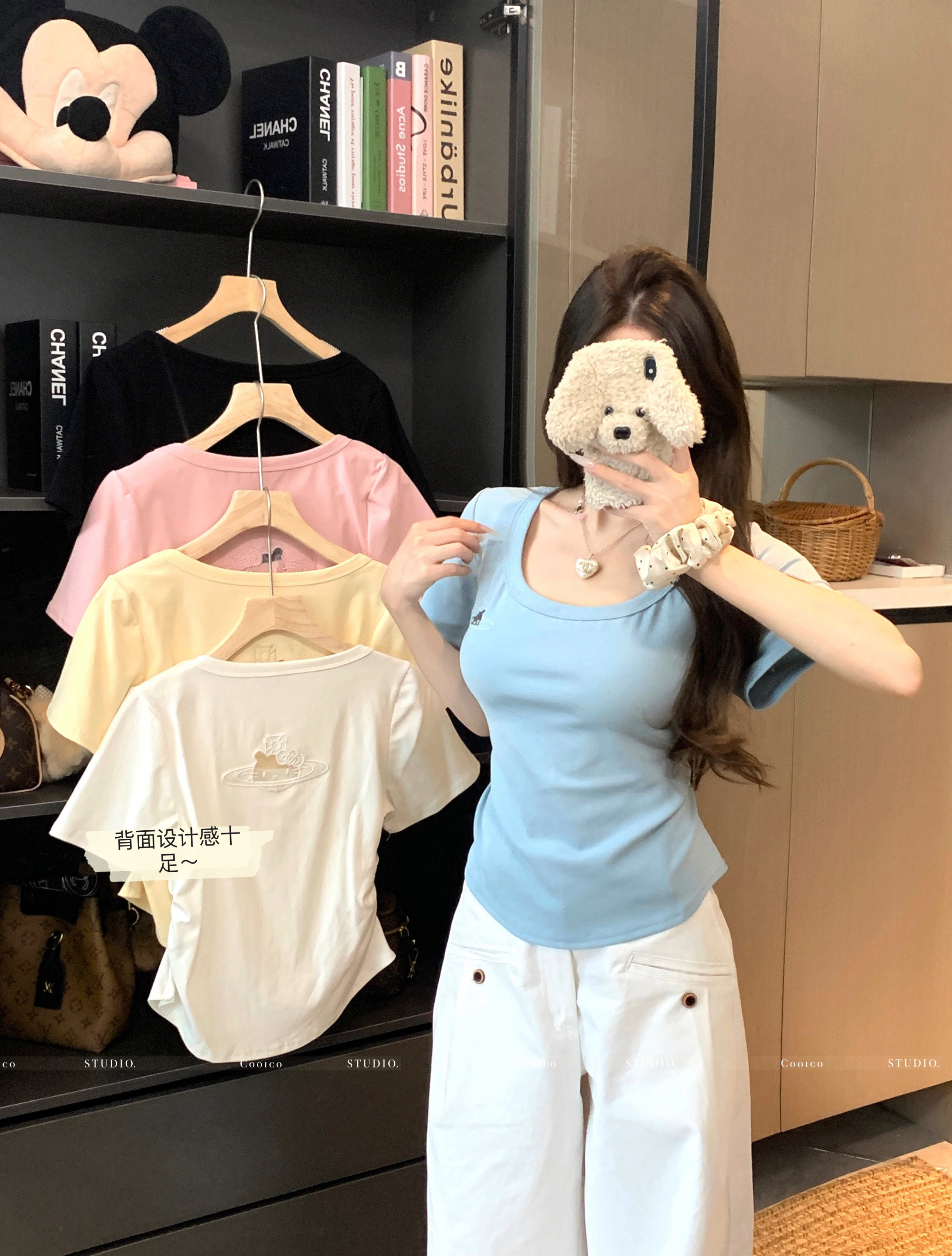 MY7548# 大码女装夏季新款胖mm设计感显瘦刺绣纯色短袖T恤上衣女裝貨源服裝批發