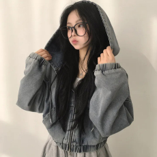 批发已出货 休闲连帽宽松<b class='q'>牛仔</b>外套<b class='q'>女</b>