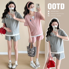 批发实拍孕妇装早<b class='q'>春</b>款2024网红休闲孕妇装套装两件套