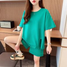 批发实拍抖音质量实价/后包领/纯棉/宽松洋气跑步运动服两件套