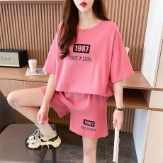 批发实拍抖音质量实价/后包领/纯棉/宽松洋气跑步运动休闲套装