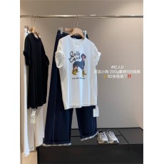 批发<b class='q'>韩国</b>外贸新款  21支纯棉210克100%棉斑点狗印花百搭<b class='q'>情侣</b><b class='q'>短袖</b>-印花