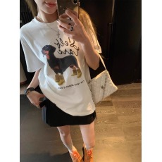 批发官图 21支纯棉210克100%棉韩系狗狗字母短袖T恤女印花