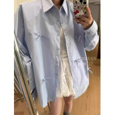 批发十三行2026春季新款设计感蝴蝶结<b class='q'>衬衫</b>廓形男友风垫肩长袖<b class='q'>衬衣</b>女潮