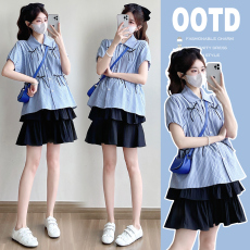 批发实拍 2026夏季新款蝴蝶结外穿宽松<b class='q'>衬衫</b>高级短裙两件套