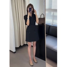批发夏季女装2026新款微胖显瘦小个子茶系穿搭小香风<b class='q'>职业</b>西装<b class='q'>连衣裙</b>子