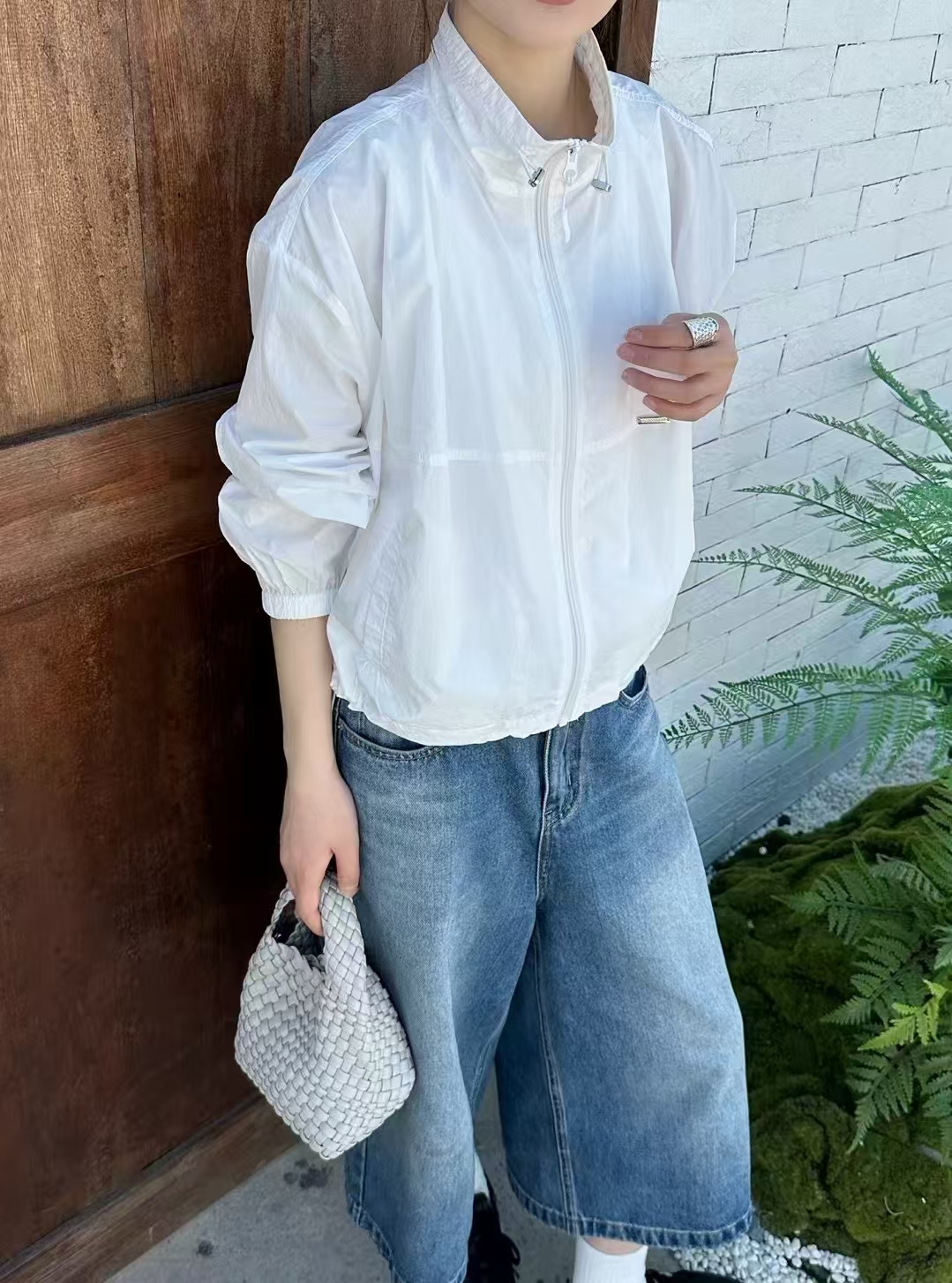 小香风防晒服紫色宽松立领长袖防晒衣冲锋衣薄外套女夏季2025新款