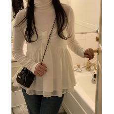 批发韩国chic早春新款<b class='q'>甜美</b>百搭双层裙式下摆背心吊带上衣