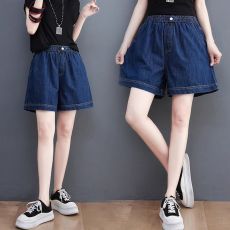 批发2026夏季新款大码女装胖mm韩版宽松百搭显瘦松紧腰牛仔短裤<b class='q'>热裤</b>潮