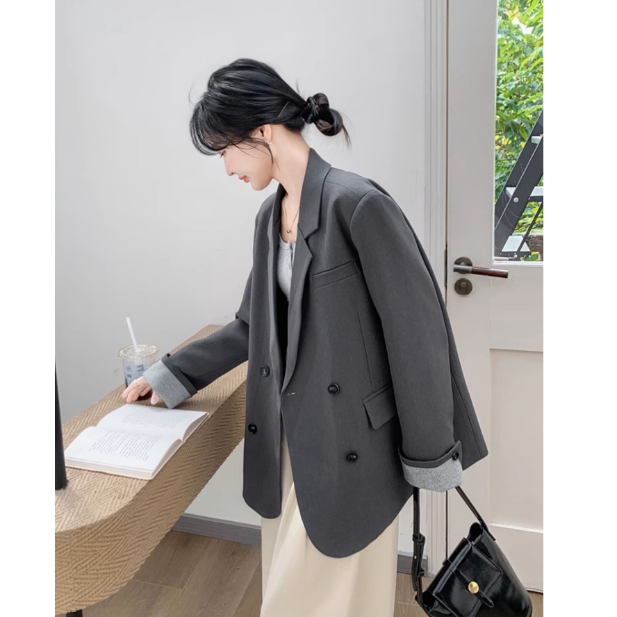 회색 정장 여성 코트 봄 가을 새로운 고급 센스 캐주얼 출퇴근 정장 작은 키 인기 폭발