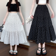 批发实拍 2026夏季新款蝴蝶结印花a字裙高腰<b class='q'>半身</b>裙碎花中长款伞裙